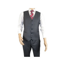 Men Suit BERLUSCONI Turkey 100% Italian Wool Super 180's Vested #Ber2 Charcoal image 10