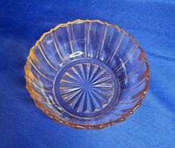 Vintage Pink Depression Glass Candy / Berry Bowl - Ribbed - $14.01