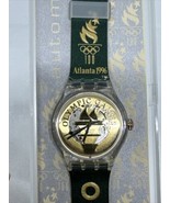 SWATCH ATLANTA 1996 Olympics Watch Green &amp; Gold W/Case Automatic Wind Up - £51.27 GBP