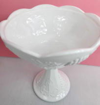 Vintage Harvest Colony Grape Pedestal Milk Glass Compote Bowl, No Lid - £7.96 GBP