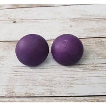 Vintage Clip On Earrings - Large Purple Domed Circle 1 &amp; 1/8&quot; - £9.19 GBP