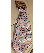 New Clown Polka Dot Oversized Neck Tie White with Red Green Blue 18&quot; Lgth - $5.93