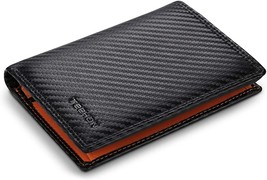 TEEHON Carbon Fiber Leather Men Wallet Coin Pocket Credit Card Holder Half Span  - £41.72 GBP