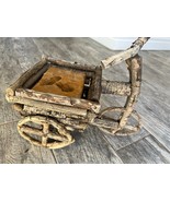 Wood Tricycle Planter Plant Stand Boho Twig Handmade Bicycle Rustic Cycling - $36.88 CAD