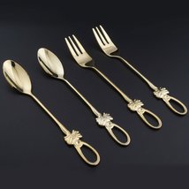 Golandstar Bowknot Stainless Steel Fruit Dinner Spoons Forks 4pcs Flatware Servi - $10.77