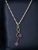 VTG Sterling Silver 925 Amethyst Pendant Necklace 18&quot; - £14.61 GBP