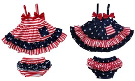 NEW Boutique 4th of July Baby Girls Swing Top Dress Ruffle Bloomers Outf... - £11.72 GBP