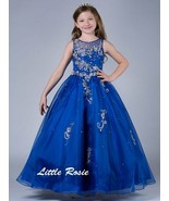 NEW* Little Rosie Girls Glitz Long National Pageant Dress Dress LR2045 R... - $575.43 CAD