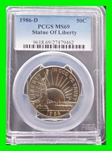 1986-D Statue of Liberty Commemorative Half Dollar ~ PCGS MS69 - £31.00 GBP
