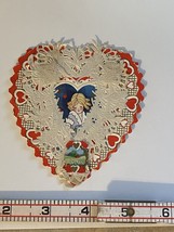 Whitney Made valentine heart card girl lace dog wheelbarrow - $14.03