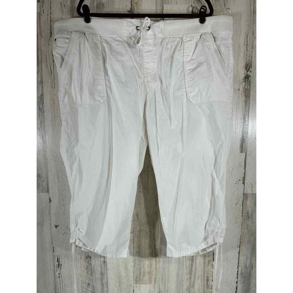 Primary image for Avenue Womens Capri Pants White Drawstring Hem Elastic Waist Size 28 (47x20)