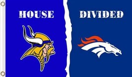 Minnesota Vikings and Denver Broncos Divided Flag 3x5ft - £12.78 GBP