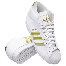 Nwt Adidas Msrp $110.99 Pro Model 2G Men&#39;s White Gold Basketball Shoes Size 8 - £57.27 GBP