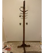 Vintage Rustic Mission Arts &amp; Crafts Oak Wood Coat &amp; Hat Rack Hall Tree ... - $780.73 CAD