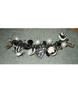 FIGARO Couture Bracelet Watch Black White Silver Charm Heart - $17.33