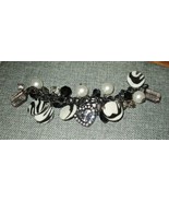 FIGARO Couture Bracelet Watch Black White Silver Charm Heart - $17.33