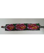 Vintage Woven Multi-color Seed Bead Rose Floral Bracelet 8&quot; - $48.07 CAD