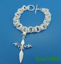 Cross charm .925 sterling silver bracelets FREE SHIPPING - £12.64 GBP