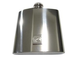 Silver Toned Square Etched Kiwi Bird 6 Oz. Stainless Steel Flask - £40.08 GBP