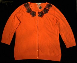 Isaac Mizrahi Live! Women&#39;s Sweater Size S; Cardigan Orange RN80208; Disc collar - £9.45 GBP