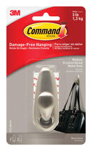 3M Command 3-1/4 in. L Brushed Nickel Metal Medium Hook - $14.95