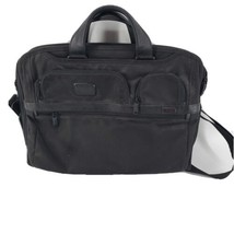 Tumi Black Laptop Briefcase Business Bag Black Nylon Leather Handles - £70.56 GBP