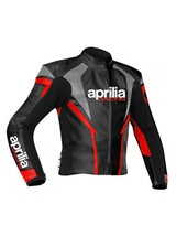 Men&#39;s Aprilia GREY/BLACK Motorbike Racing Leather Jacket Motogp Motorcycle Biker - £117.06 GBP