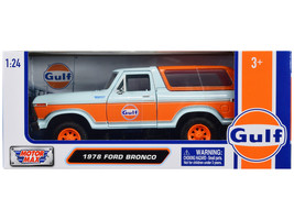 1978 Ford Bronco Light Blue and Orange &quot;Gulf Oil&quot; &quot;Gulf Die-Cast Collection&quot; 1/2 - £37.48 GBP