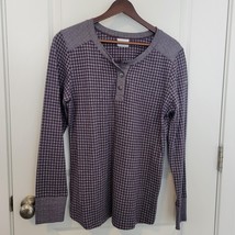 Columbia Purple Checkered Gingham Henley Top Outdoor Thermal Camping Trail L - £11.46 GBP