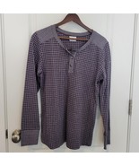 Columbia Purple Checkered Gingham Henley Top Outdoor Thermal Camping Tra... - $20.25 CAD