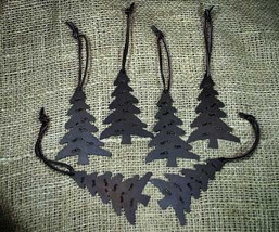 Set of 6 Country Lodge Rusty Brown Metal Christmas Tree Ornaments  - $18.98