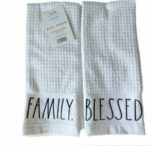 Rae Dunn Kitchen Dish Towels Embroidered Set of 2 Blessed Family Thanksgiving   - £18.89 GBP