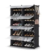 Shoe Rack, 8 Tier Shoe Storage Cabinet 32 Pair Plastic Shoe Shelves Orga... - £72.08 GBP