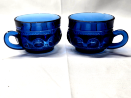 Vintage Tiara Glass Crown Imperial Blue Coffee / Tea Cups - Near Mint Pair Of 2 - £9.85 GBP