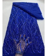 YQOINFKS 3 Yards Sequin Tulle Lace Bridal Fabric Pretty Heavy Beaded Emb... - $103.94