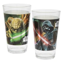 Star Wars Yoda and Darth Vader Laser Decal Images 16 Ounce Pint Glass Se... - £9.15 GBP