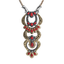 Luna Mixed Metal and Red Coral Statement Necklace - £131.82 GBP