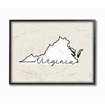 Stupell Industries Virginia Home State Map Neutral Print Design Black Framed Wal - $60.99