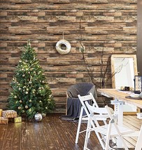 Brown Wood Peel And Stick Wallpaper, Removable Self-Adhesive Wallpaper, - £26.87 GBP