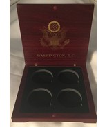 WOOD COIN BOX EMPTY to HOLD 4 CHALLENGE COIN MILITARY  PRESIDENT EAGLE SEAL - $20.25