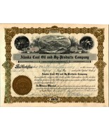 1928 Alaska Coal Oil and By-Products Company Stock Certificate #39 50 Sh... - £28.00 GBP