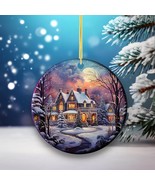 Victorian Snow-Covered Home Christmas Ornament,Christmas Eve Moon,Xmas T... - £15.91 GBP