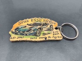 Vintage Hand Painted Wooden Keyring Sirois Esso Canada Keychain Porte-Clé Quebec - £12.68 GBP