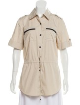 St. John Yellow Label Size 10 Top, Beige, Short Sleeves, Buttoned NWOT - £63.70 GBP