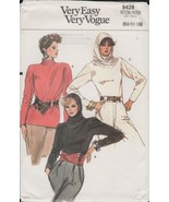 Very Easy Vogue 9428 Hooded Cowl Neck Top Pattern 1980s Size 14 16 18 Uncut - $16.65