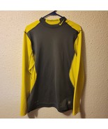 Nike Pro Combat Shirt Yellow Hyperwarm Dri-Fit Top Dark Grey Mock Neck Sz L - £34.76 GBP
