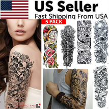 5Pcs Large Temporary Body Art Arm Tattoo Sticker Sleeve Man Women Waterproof USA - £7.83 GBP