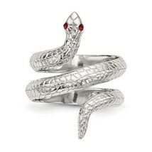 Sterling Silver Red Eye Crystal Snake Ring Size 7 - $117.58