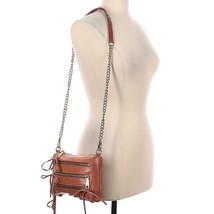 Rebecca Minkoff Tan Leather Zipper Tassel Crossbody Gold Hardware Chain ... - $69.74