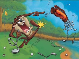 Warner Bros. &quot;Terrible Taz Golf&quot; Tazmanian Devil Golf Animation Giclee Gift - £194.69 GBP